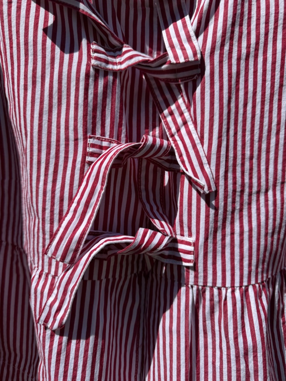 Velvet Heart Red & White Striped Bow-Front Peplum Blouse - Picture 4 of 7